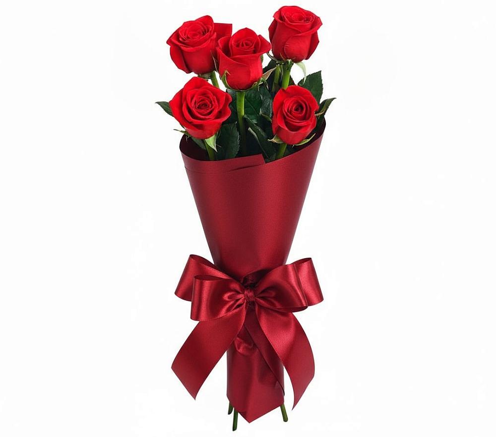 Букет 5 Красных роз Эдлесс Лав в Александровке Воронежской области