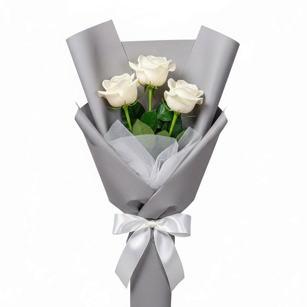 Букет 3 белые розы в Александровке Воронежской области